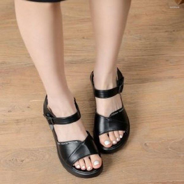 Sandalet Platformu Kama Kadınlar 2023 Yaz Sünger Kek Bir kelime Tokalı Kayış Açık Başlıca Toe Yüksek Topuklu Kadın Ayakkabıları