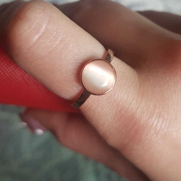 Anéis de banda anéis de pedra de olho de gato opal para mulheres estilo coreano de alta qualidade rosa cor de ouro rosa marca de festa jóias de casamento por atacado R153 G230317