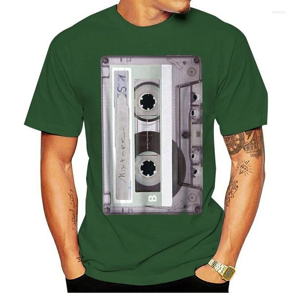 Мужские рубашки T 2023 Мода Мужчина Старая школа хип-хоп микштап с микстейпом кассету o-вырезок хлопок