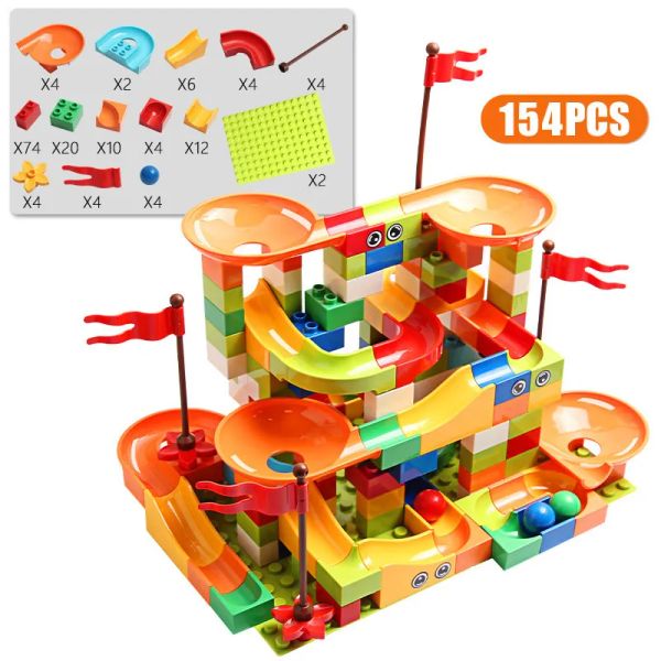 Presentes bloqueia o clássico Big Blocks Toys Marble Race Run Building Building With Maze Ball Race Track For Kids Boys Girls Aniversário Presente de Natal