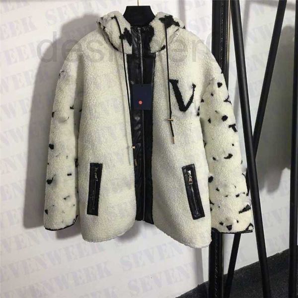Kadın Ceketler Tasarımcı Kuzu Yün Kapüşonlu Katlar Kadınlar için Kış Sıcak Uzun Kollu Dış Giyim Moda Markası Lady Ceket LP09