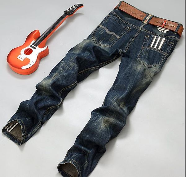 Мужские джинсы джинсы оптом-мэнд джинсы синий черный цвет прямые джинсы для мужчин модные байкерские джинсы брюки 772 M2HC