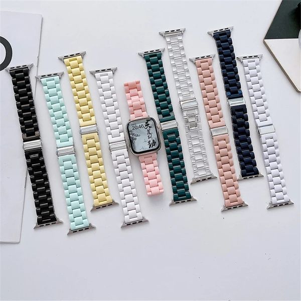 Armbänder Band Candy Farbe Transparent 3 Perlen PC Acryl Armband Armband Bänder für Apple Watch 38/40/41 mm 42/44/45 mm Armband passend für iWatch Serie 3 4 5 6 7 8 Ultra