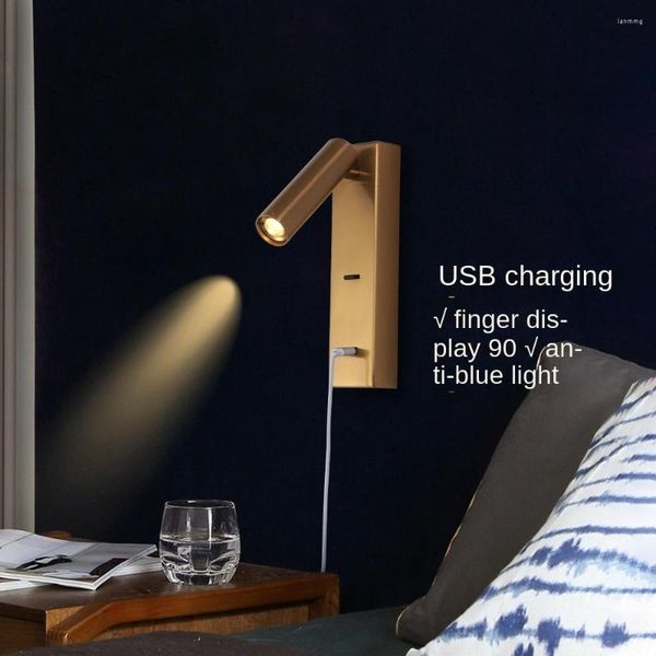 Prononi con lampade a parete Simple El Model Room Spotlight Camera da letto Whiht USB Interruttore per la lettura a led in carica Illuminazione interni