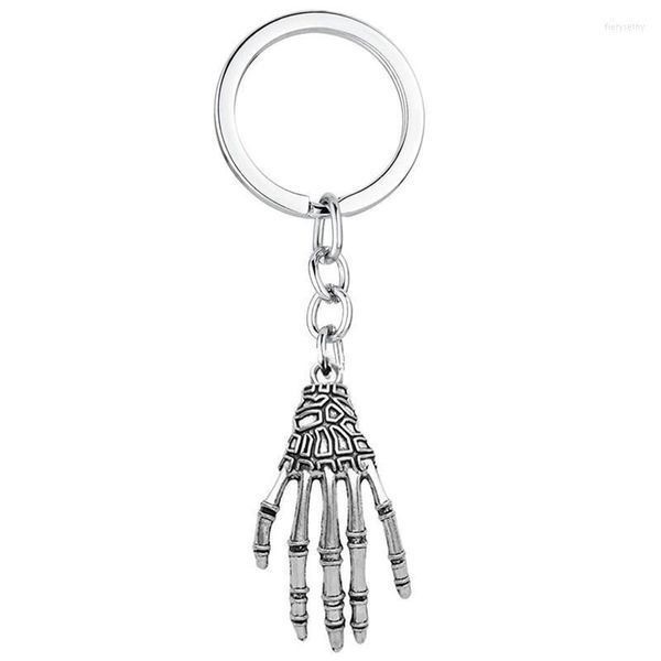 Anahtarlıklar Cadılar Bayramı Keychain Kafatası Antik Yüzük El Antika Gümüş Renk Takı Toptan Yaratıcı HediyeSkeychains Fier22