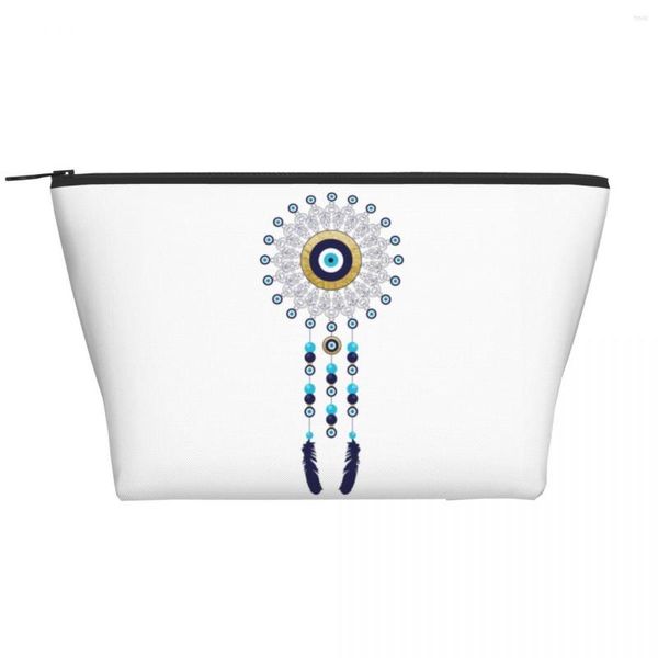 Borse cosmetiche Boho Chic Evil Eye Mandala Dream Catcher Borsa da toilette da viaggio per le donne Hamsa Nazar Bohemian Makeup Storage Dopp Kit