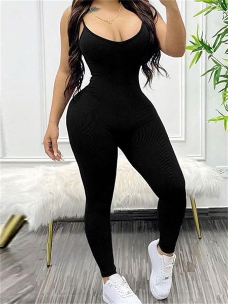 Kadınların İki Parçası Pantolon Tossy Siyah İnce V Yastık Tulum Kadın Kolsuz Yular Bodysuit OFUSUZ OFUSUZ SEKSİ TRACHSUIT KATILI