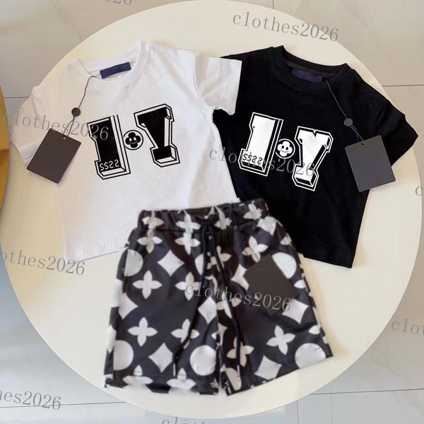 Kinderkleidungssets Buchstabenmuster Jungen Mädchen Trainingsanzug Sommer Kurzarm Top Marke T-Shirts und Shorts Sets Luxus Designer T-Shirts Tops Beef Shorts Kinder Sportanzüge