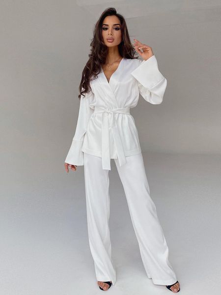 Damen-Nachtwäsche, einfarbige Pyjamas für Damen, Roben-Sets, volle Ärmel, Heimkleidung, Hosenanzüge, Satin-Nachthemden, Frühlings-Loungewear 230317