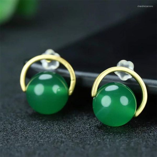 Серьги-грибы, продавая натуральный золотой цвет вручную 24K Inlay Jade Beads Son Sons Mass Jewelry Men Men Women Luck Gifts