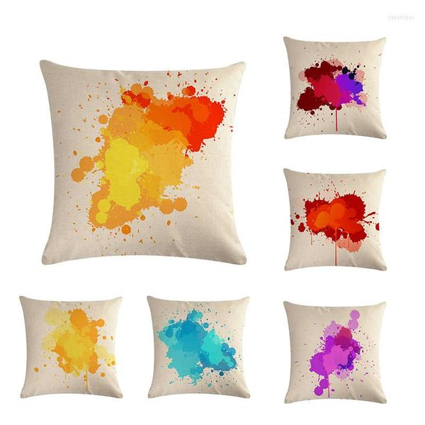 Cuscino Art Rendering Immagini colorate Coprire Cuscini decorativi per la casa in cotone e lino Big Dot per divano auto ZY512