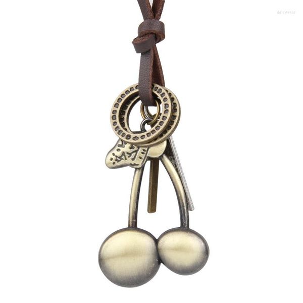 Colares pendentes niuyitid colar de cereja vintage masculino de metal corda de couro sem pescoço jóias retrô ajustáveis ​​meninos