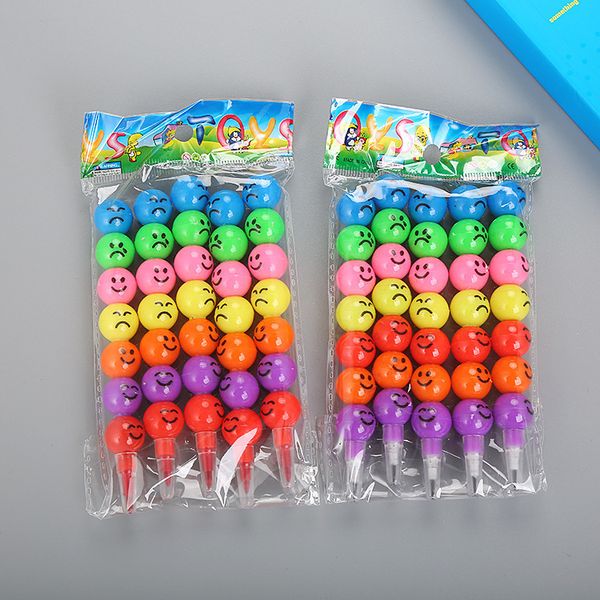 Bleistifte 40 Stück Kreatives Briefpapier Cartoon Student Rock Candy Kürbis 7 Farben Doodle Stift Niedlicher Ausdruck Lächelndes Gesicht Bleistiftspitzer 230317