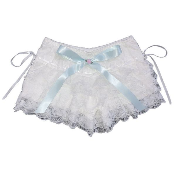 Shorts femininos rendas multicamadas fitas curtas florestas de babados de cintura elástica bolo fofo lolita para meninas doces kawaii roupas 230317