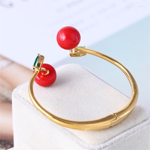 Armreif Mode europäischen und amerikanischen Schmuck Großhandel eingelegte Emaille Glasur rote Kirsche Gold weibliche Armband