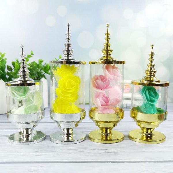 Подарочная упаковка 5pieces Big Candle Plastic Candy Boxes Прозрачные чехлы золото/серебряный чехол для свадебной вечеринки по случаю дня рождения dec