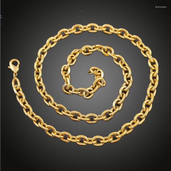 Цепи моды золотой цвет железного сплава O-Chain Ожерелье для мужчин Женщина 8/9/10 мм панк-хип-хоп Длинные ожерелья украшения подарки 70 см.