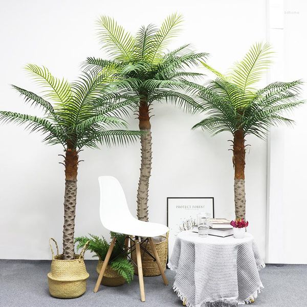 Fiori decorativi 250CM Palma artificiale Piccola pianta di simulazione di cocco Bonsai da interno Tropicale Verde Pavimento Vaso in vaso Decorazione della casa