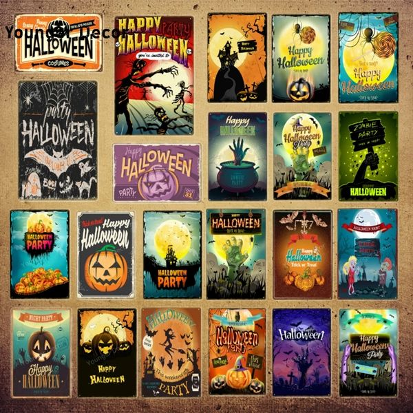 Zombi Metal Kalay İşaretleri Mutlu Cadılar Bayramı Partisi Poster Pumpkin Duvar Sticker Sanat Baskı Kraft Evi Pub Bar Kulübü Ev Dekoru 30x20cm W03