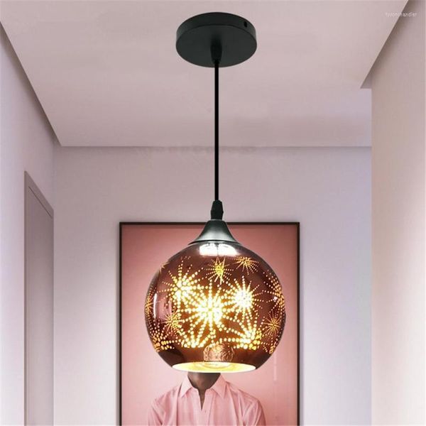 Pendelleuchten Nordic Postmodern Galvanoglas LED Hängeleuchte Kreative Minimalistische Runde E27 Lampe für Restaurant Bar Home Decor