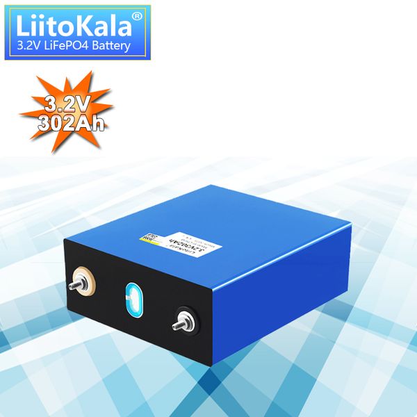 Liitokala 3.2V 302AH LIFEPO4 BATERIA 12V 310AH PAINEL DIY PAINEL BANK 24V 48V Camping recarregável Bateria de sobressalência com barramento