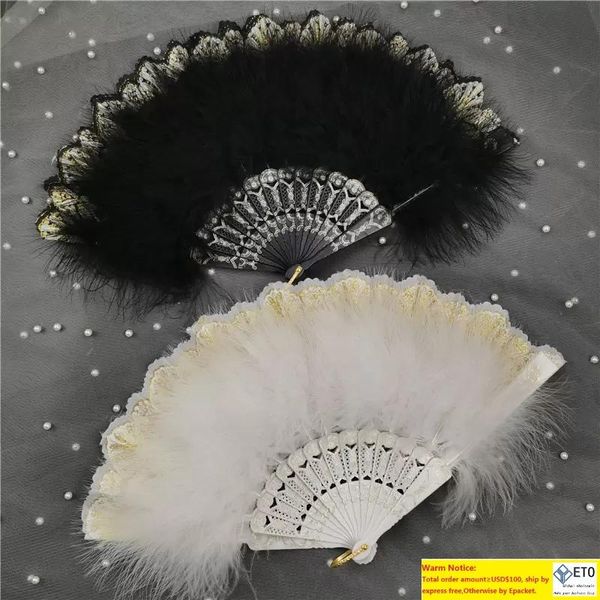 Regalo per la decorazione della festa nuziale Ventaglio pieghevole con piume Lolita Giapponese Dolce Fata Ragazza Dark Gothic Court Dance Hand Fan Art Craft Gift