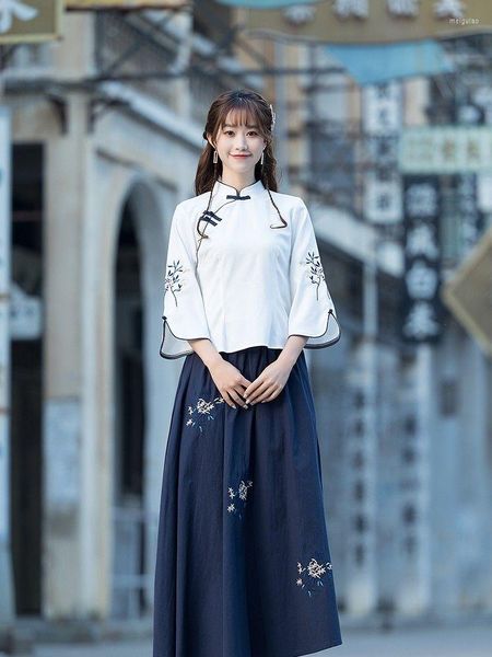 Ethnische Kleidung, Hanfu-Winterkleid, Damen-Rock-Sets, Choraufführung, Uniform, Schule, Poesie, Rezitation, Wettbewerb, Eröffnungszeremonie, Klasse