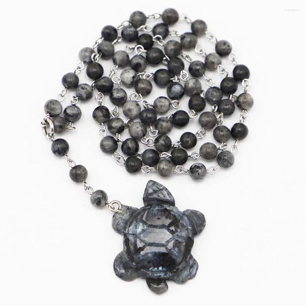 Ketten Naturstein Schwarz Glitzer Skulptur Schildkröte Halsketten Anhänger Pullover Kette Modeschmuck Herstellung Zubehör Großhandel 1 STÜCK