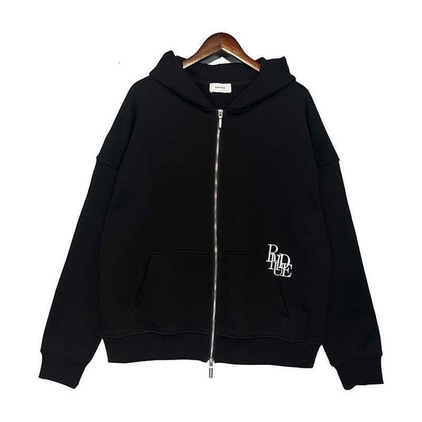 Erkek Hoodies Sıradan Gevşek Hoodie Style Trend Fashion Condep 2023SS büyük boy ağır çift kapsül şekli ana parça fermuar erkek giyim için üç tam kazak