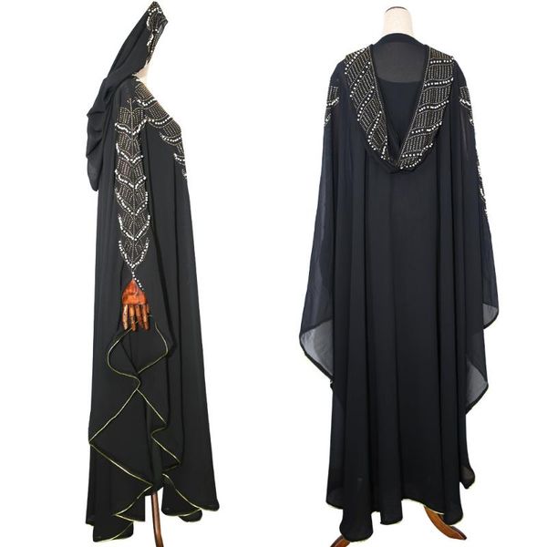 Roupas étnicas Design africano Beading Abaya Dashiki Dress Bat Sleeve Cape Bazin Bazin Longo Maxi Robe Vestidos Africa