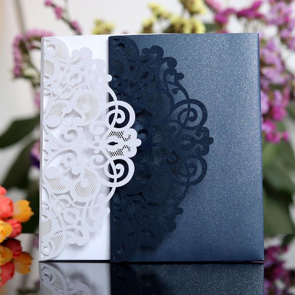 Cartões de felicitações 10pcs Corte Convites de festa de casamento Cartões de felicitações de renda para convite de negócios envelopes de eventos de eventos FESTIPES 230317