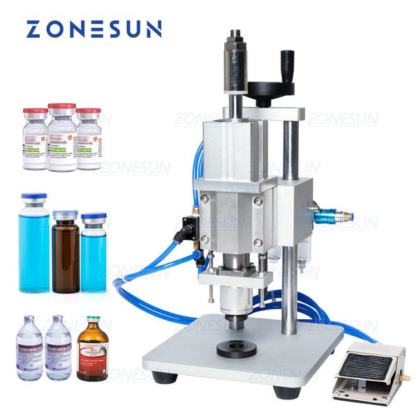 ZONESUN Tappatrice pneumatica Orale Liquid Bottle Tappatore Macchina piegatrice per fiale di vetro in alluminio