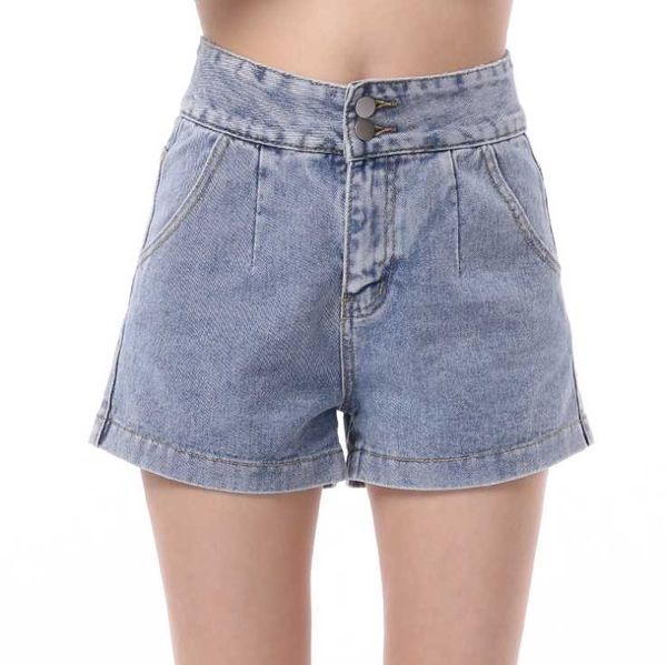 Damenjeans, lässig, hohe Taille, Denim-Shorts, einfarbig, wild