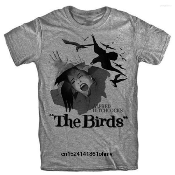 Camisetas masculinas Alfred Hitchcock T-shirt The Birds 1963 HORROR FILHO MAIS MANDAS CLOTES TOPS ROUS DE TOPS