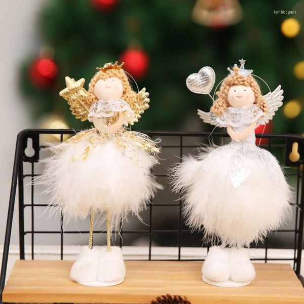 Decorazioni natalizie Romance carino bianco in piedi da neve angelo peluche tavolo da scrivania ornamenti per bambini ztou