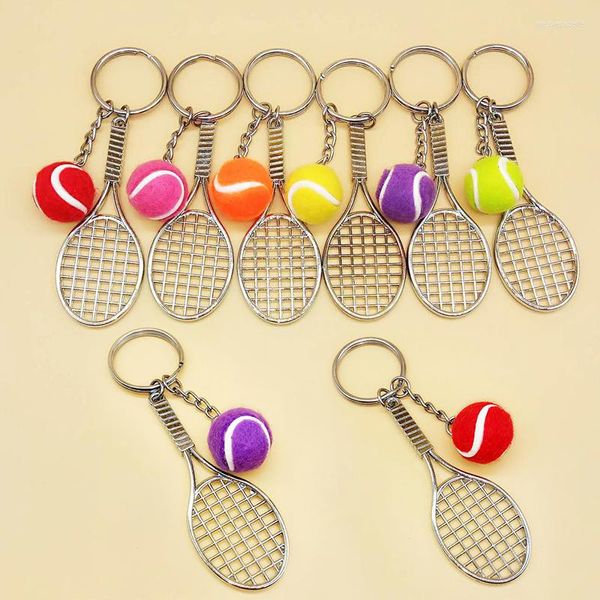 Keychains Tennis Racket Keychain - Cute Sport Mini Car 6 Corrente de key de teclados de teclado pendente de cores que amam presentes 17248