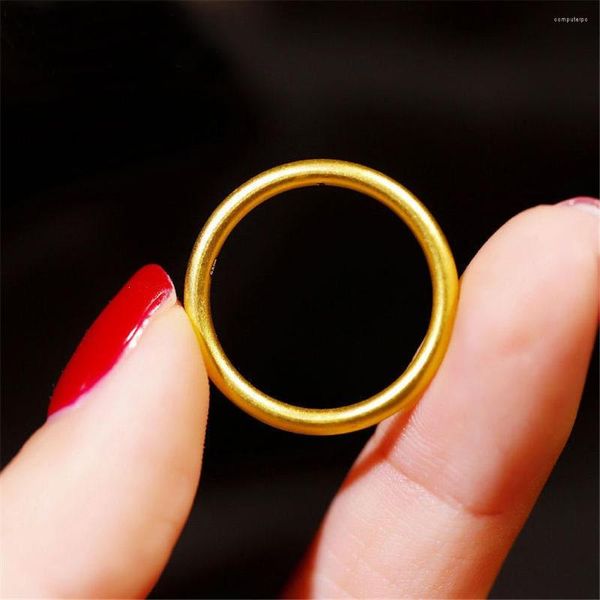 Anéis de casamento no engajamento de GP de ouro amarelo para mulheres 2mm de círculo redondo de dedo redondo tamanho 6 7 8 9 10# acessórios de jóias de alta qualidade