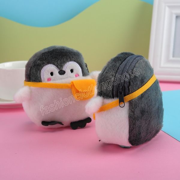 Kızlar fermuarlı mini çanta çocuk hediyesi penguen peluş para çantası yumuşak karikatür hayvan anahtarlık çanta çanta çanta oyuncak doğum günü hediyesi