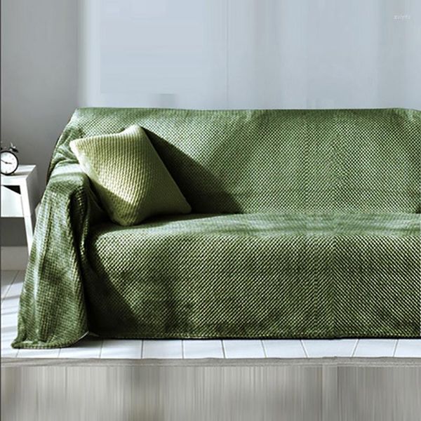 Tampas de cadeira a tampa de sofá de fibra de poliéster de cor macia e sólida adequada para todas as estações pode ser usada como cobertor de toalha dormindo