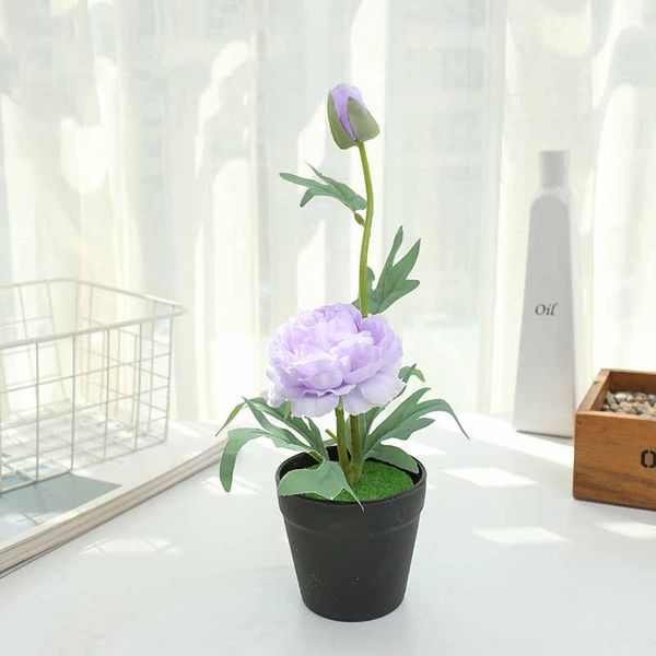 Dekorative Blumen Kränze künstliche Blume 28,5 cm doppelte Pfingstrosen kleiner Topfpflanzen Büro Desktop Bonsai Wohnzimmer und B