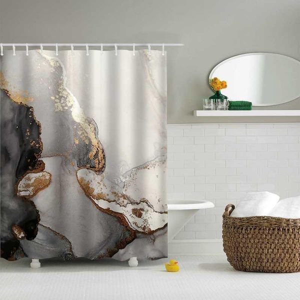 Vorhang Vorhänge Abstrakte Marmor Druck Dusche Für Wohnzimmer Kunst Dekoration Polyester Wasserdichte Badezimmer Mit Haken