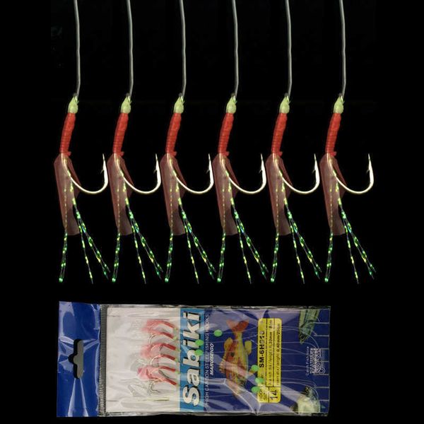 Balıkçılık Kancaları 5 Paket/Lot String Fishhook Sabiki Balıkçılık Kancası Biyonik Balık Ciltleri Aydınlık Boncuklar Balıkçılık Döner P230317