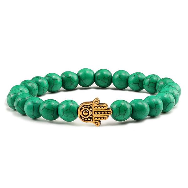 Fios de miçanga de fios de fios de fios de pulseira natural charme verde pedras verdes pulseiras de contas Bangle Bangle Gold Sliver Hand Prayer Buddha Chain macho