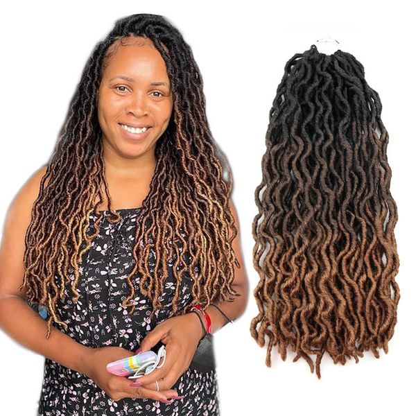 Ombre Gypsy Locs Häkelhaar 18 Zoll gewellte lockige Faux Locs Dreadlocs synthetische Flechthaarverlängerungen für schwarze Frauen