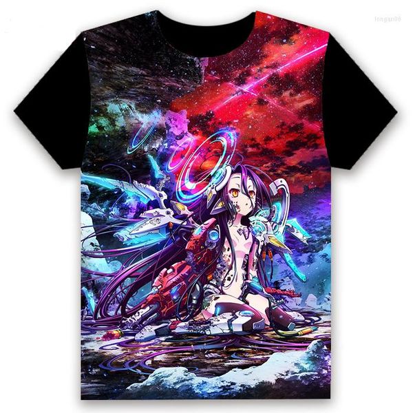 T-shirt da uomo T-shirt alla moda Anime NO GAME LIFE Sora Shiro Cosplay Casual Manica corta Unisex T-shirt nera Estate Personalizza