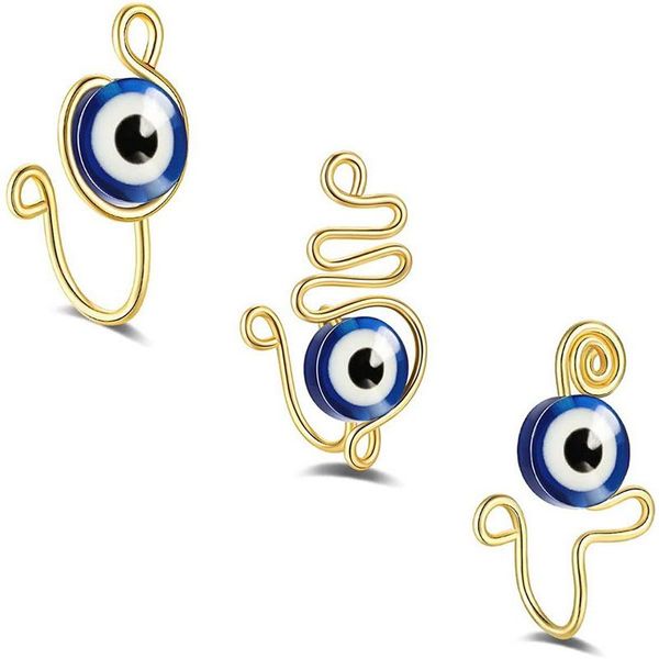 Boho Copper Mal Eye Narize Fio de arame Expanos em pregos de anel do nariz formato de cobra jóias de piercing falsas