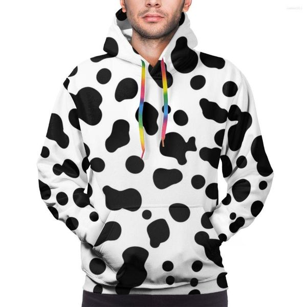 Hoodies masculinos Digital 3D em toda a impressão dalmata cão padrão sem costura masculino casual capuz com capuz com moletom com moletom de bolso