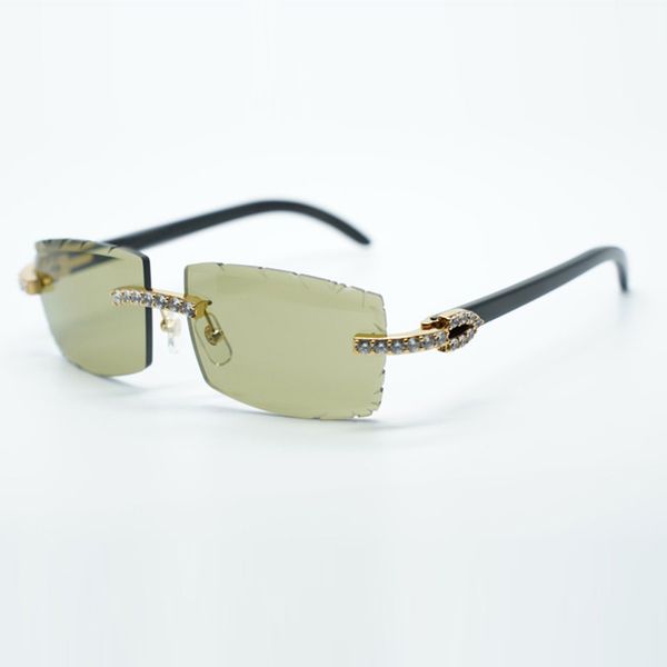 XL Diamond Cool Buffs Brille Sonnenbrille 3524031 mit naturreinen schwarzen Büffelhornbeinen und 57 mm geschliffenen Gläsern