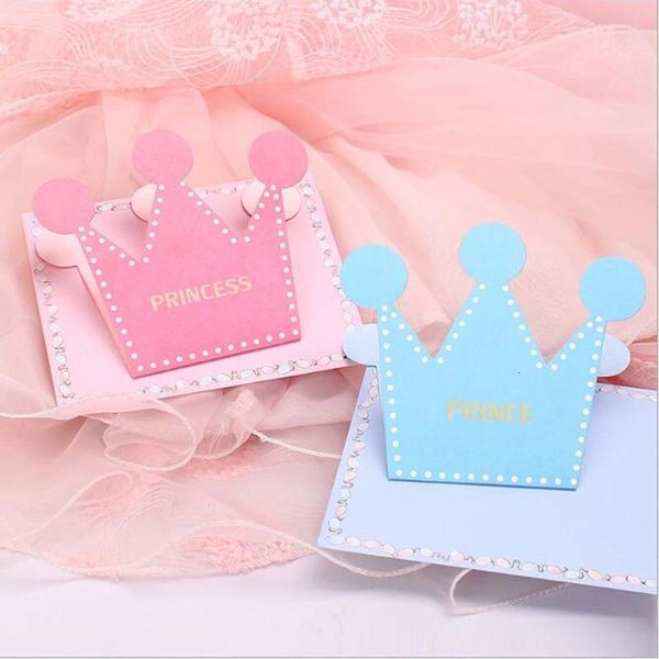 Biglietti d'auguri 20 pezzi Piccolo Principe o Principessa Biglietto d'auguri piegato a forma di corona Baby Shower Biglietto di ringraziamento Biglietti d'auguri di compleanno Biglietti d'invito 230317