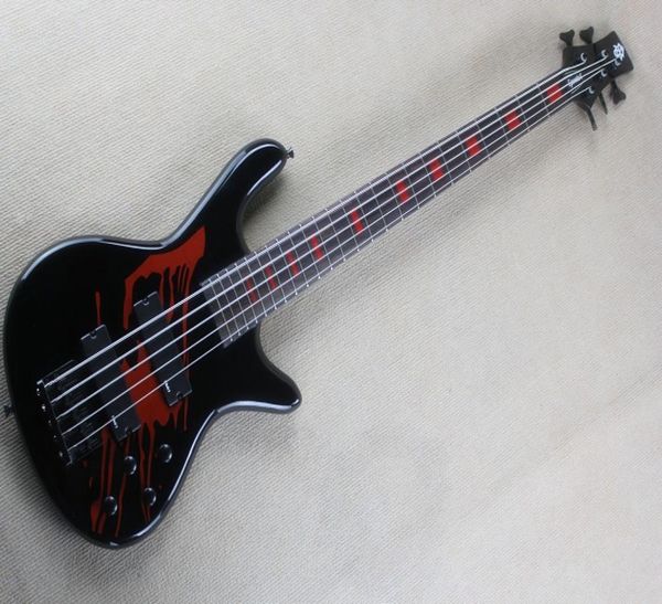 Nuovo Arrivo 5 Strings Black Body Electric Bass Guitar con circuito attivo HardWareRosewood Fingerboard Custite 7601387